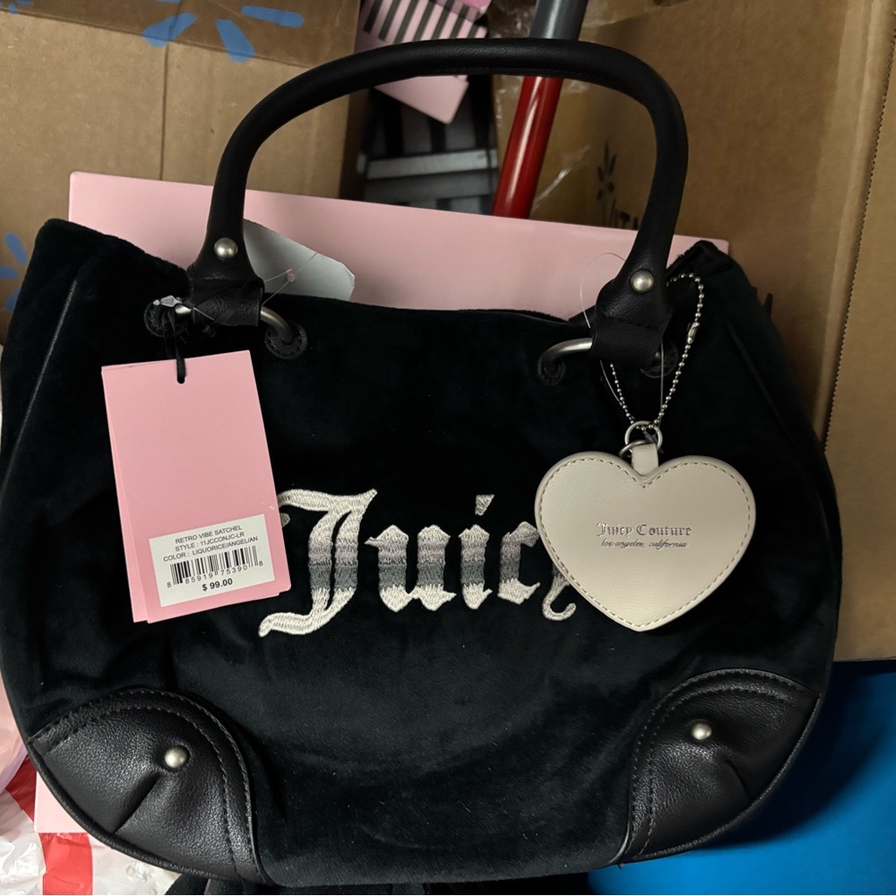 Juicy Couture black Shoulder Bag.FREE bath and body item